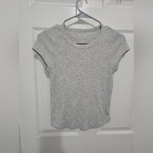 American Eagle Outfitters Gray Fitted Short Sleeve Tee